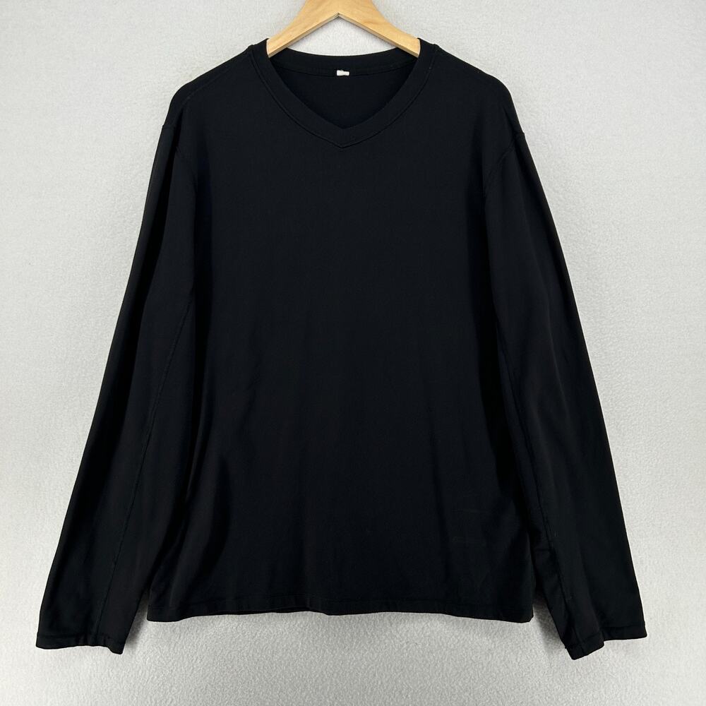 LULULEMON Shirt Mens L Metal Vent Tech V-Neck Long Sleeve Performance Black
